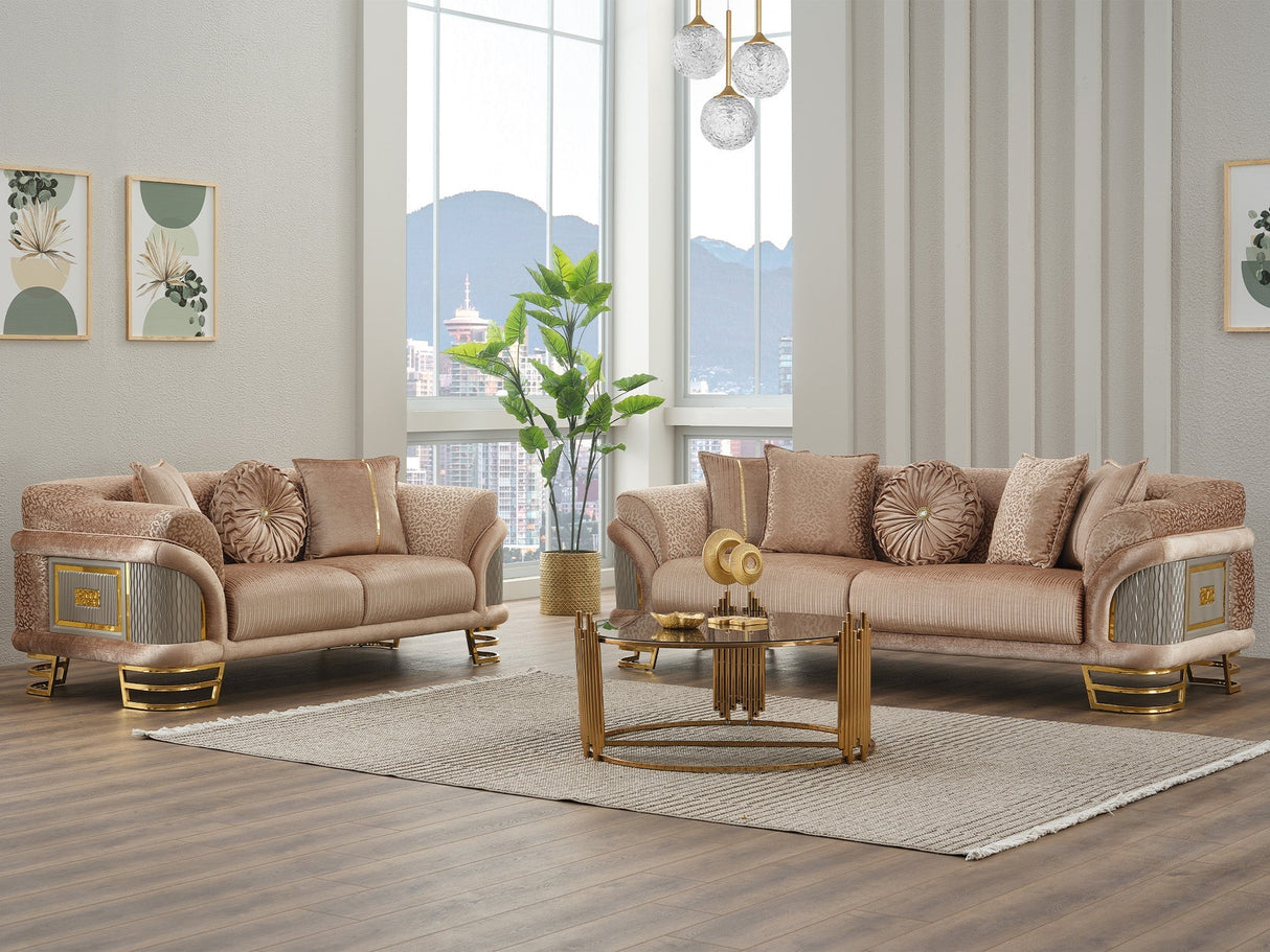 Versace Stationary Loveseat Beige by Furnia at Eve Furniture