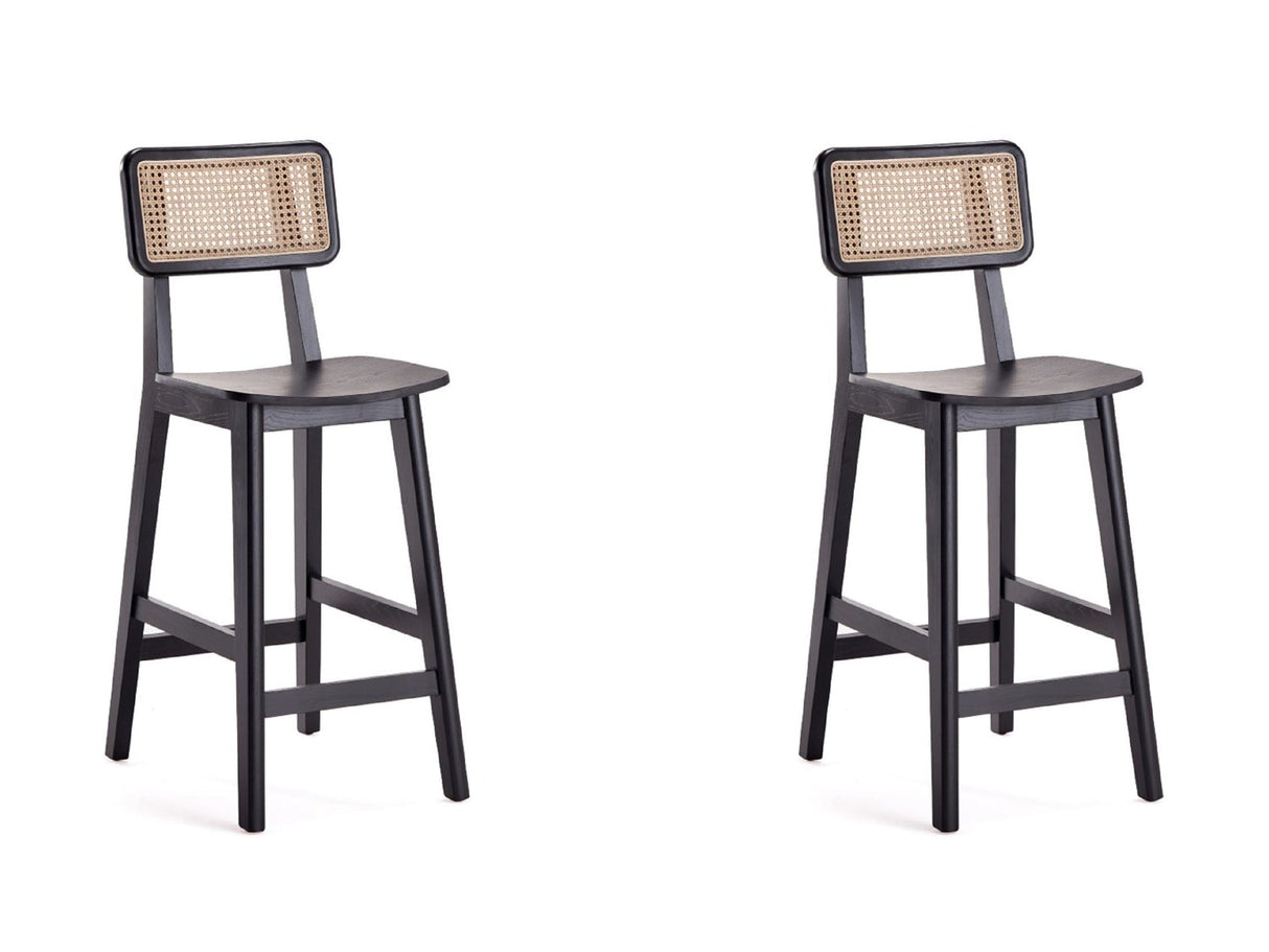 Versailles Counter Stool in Black and Natural Cane (set of 2) by Manhattan Comfort at Eve Furniture