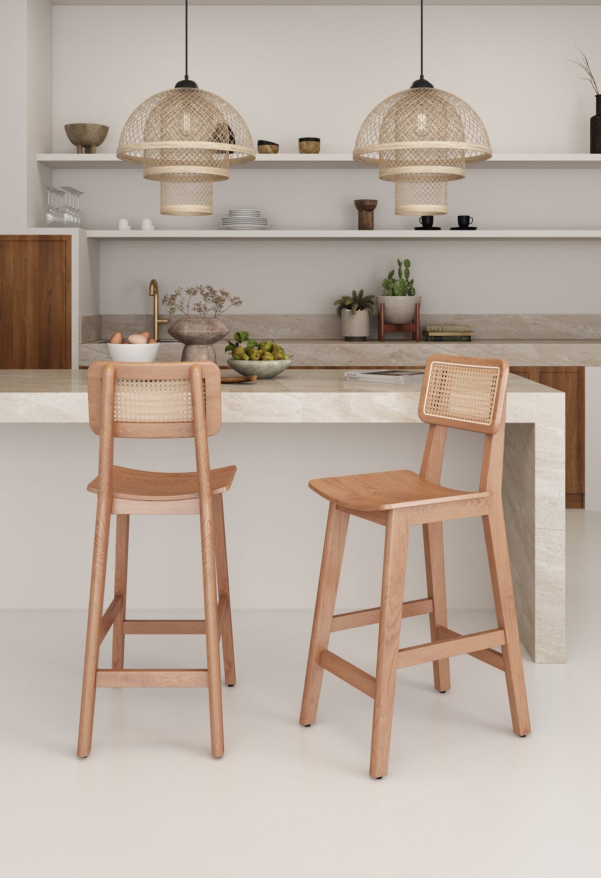 Versailles Counter Stool in Nature Cane by Manhattan Comfort at Eve Furniture