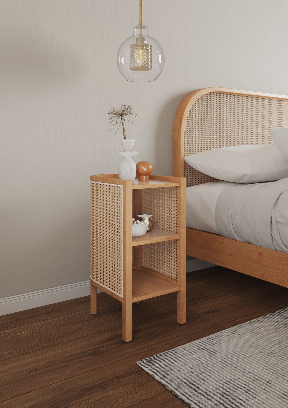Versailles End Table in Nature Cane by Manhattan Comfort at Eve Furniture