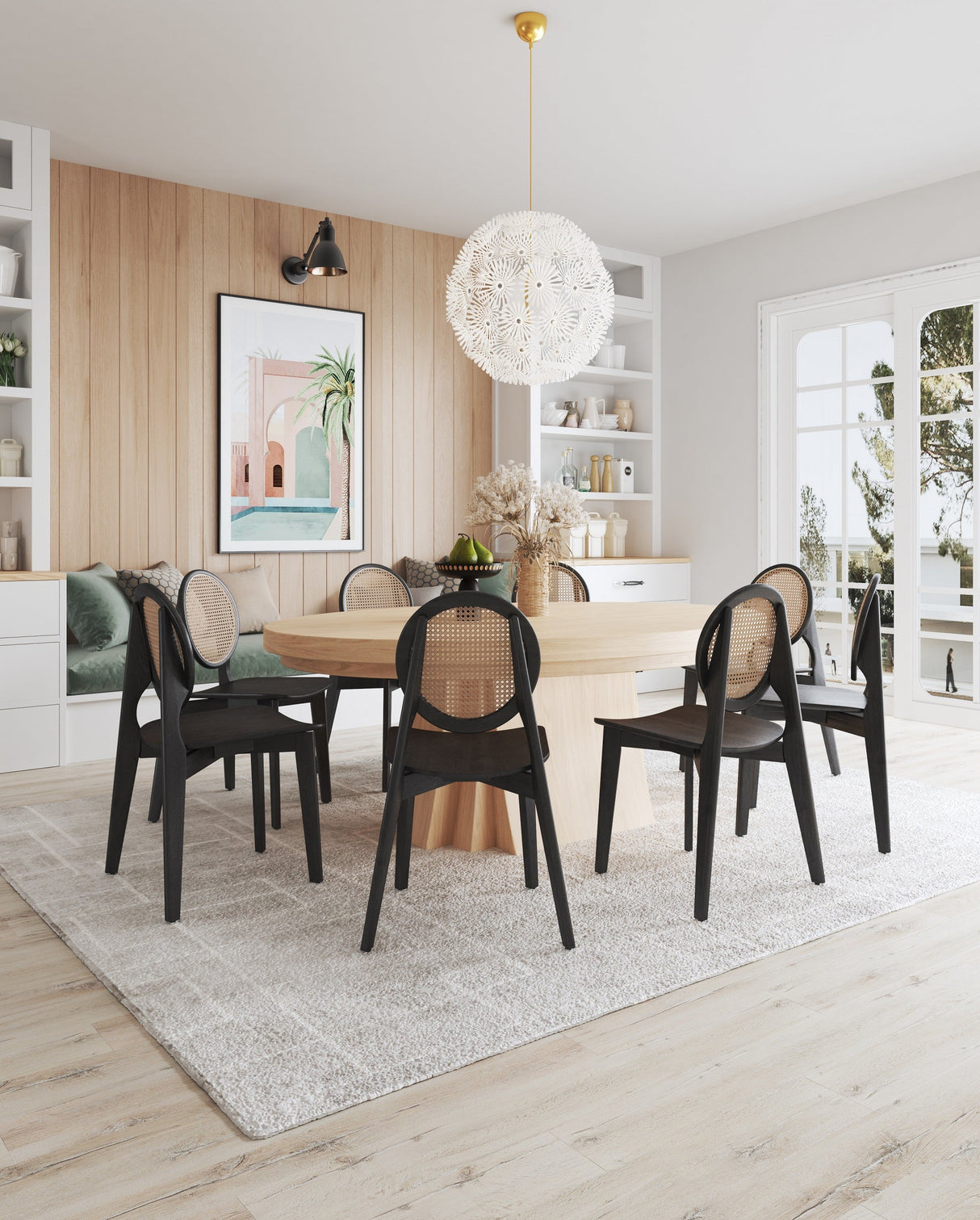 Versailles Round Dining Chair in Black and Natural Cane (set of 2) by Manhattan Comfort at Eve Furniture