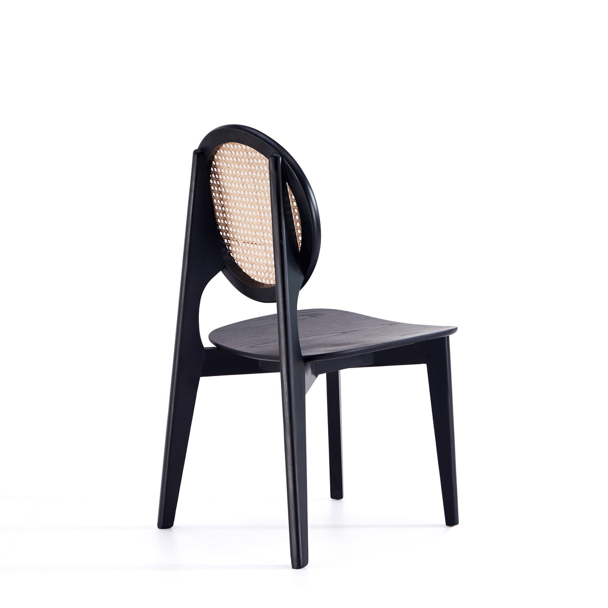 Versailles Round Dining Chair in Black and Natural Cane (set of 2) by Manhattan Comfort at Eve Furniture