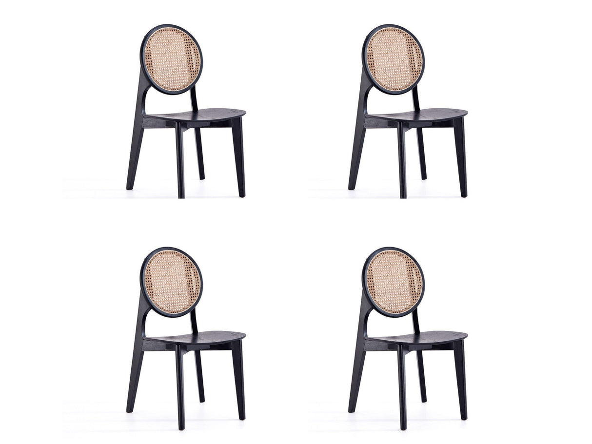 Versailles Round Dining Chair in Black and Natural Cane (set of 4) by Manhattan Comfort at Eve Furniture