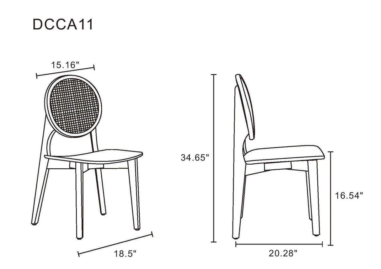 Versailles Round Dining Chair in Nature Cane (set of 2) by Manhattan Comfort at Eve Furniture