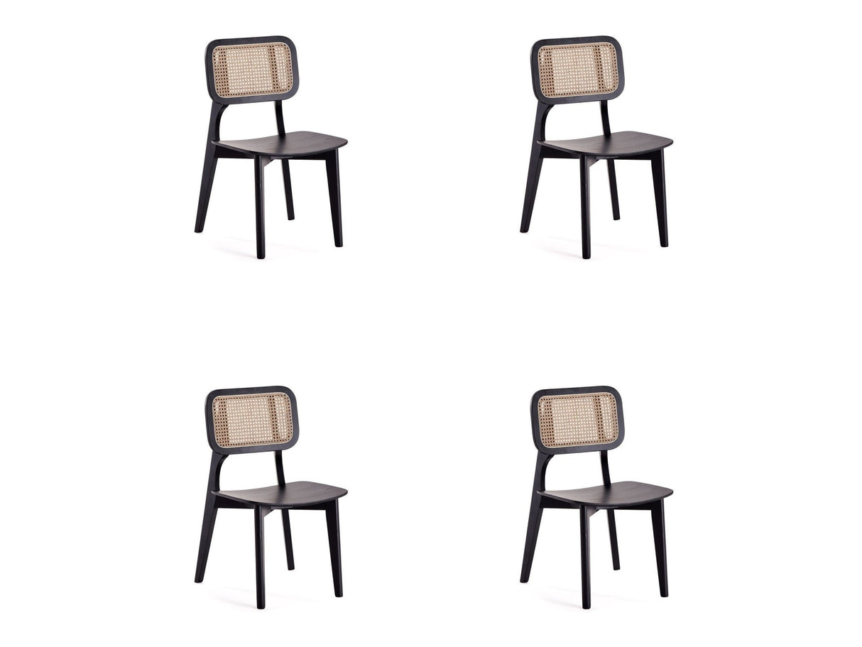 Versailles Square Dining Chair in Black and Natural Cane (set of 4) by Manhattan Comfort at Eve Furniture