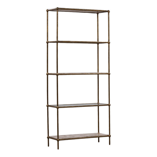Verto Beige and Antique Brass Bookcase