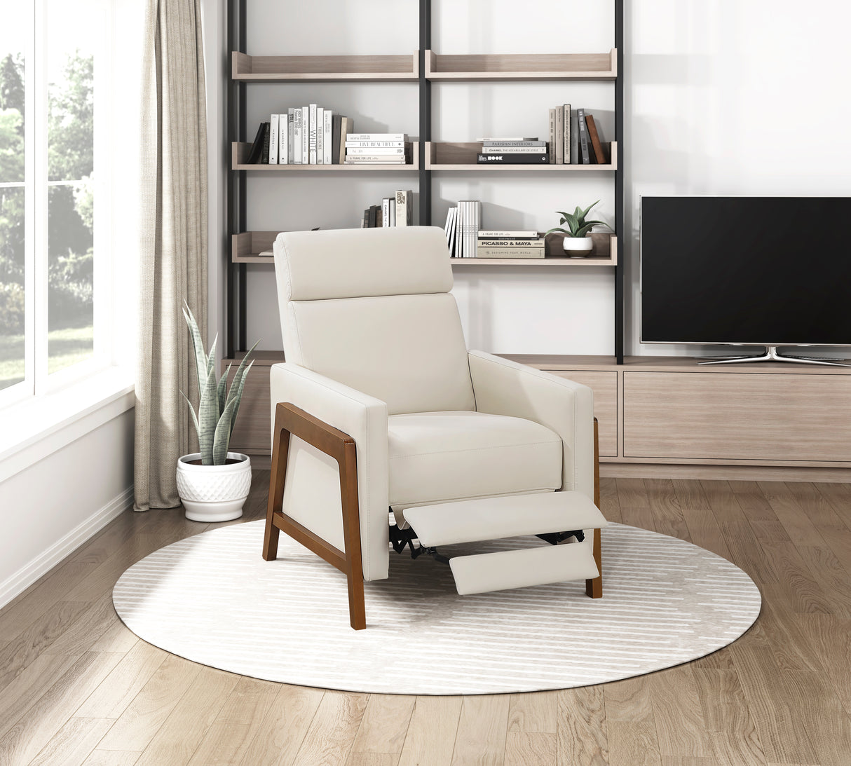 Verve Light Beige Push Back Reclining Chair by Homelegance at Eve Furniture