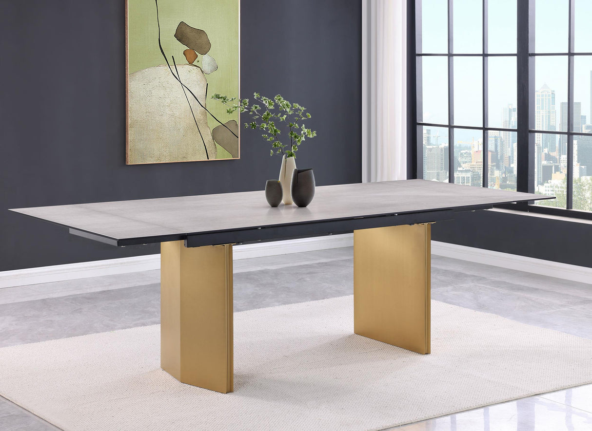 Vesa Beige Glass Top Extendable Dining Table by Coaster at Eve Furniture