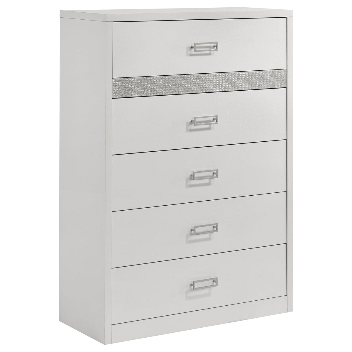 Viana 5-Piece Eastern King Platform Bedroom Set Grey and White High Gloss by Coaster at Eve Furniture