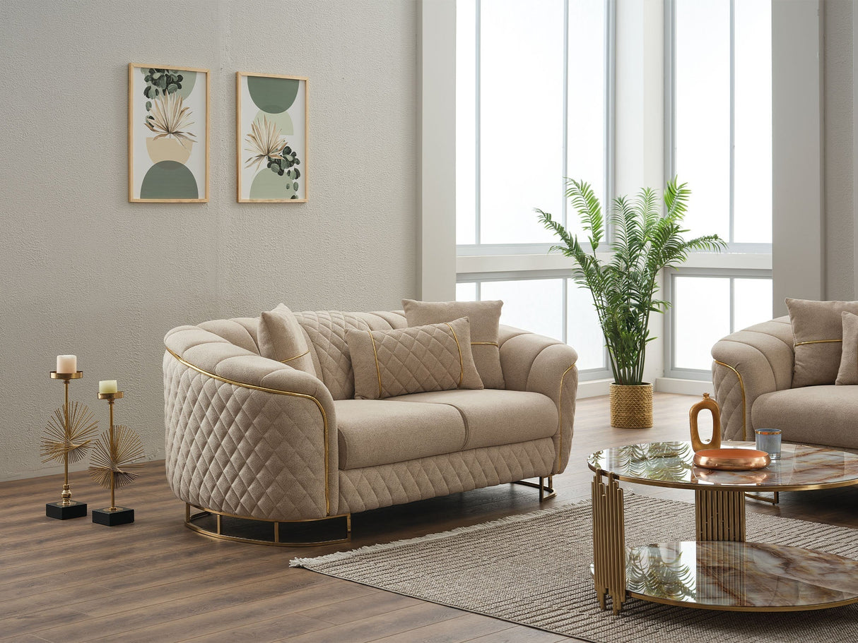 Victoria 3-pieces Living Room Set in Cream by Furnia at Eve Furniture