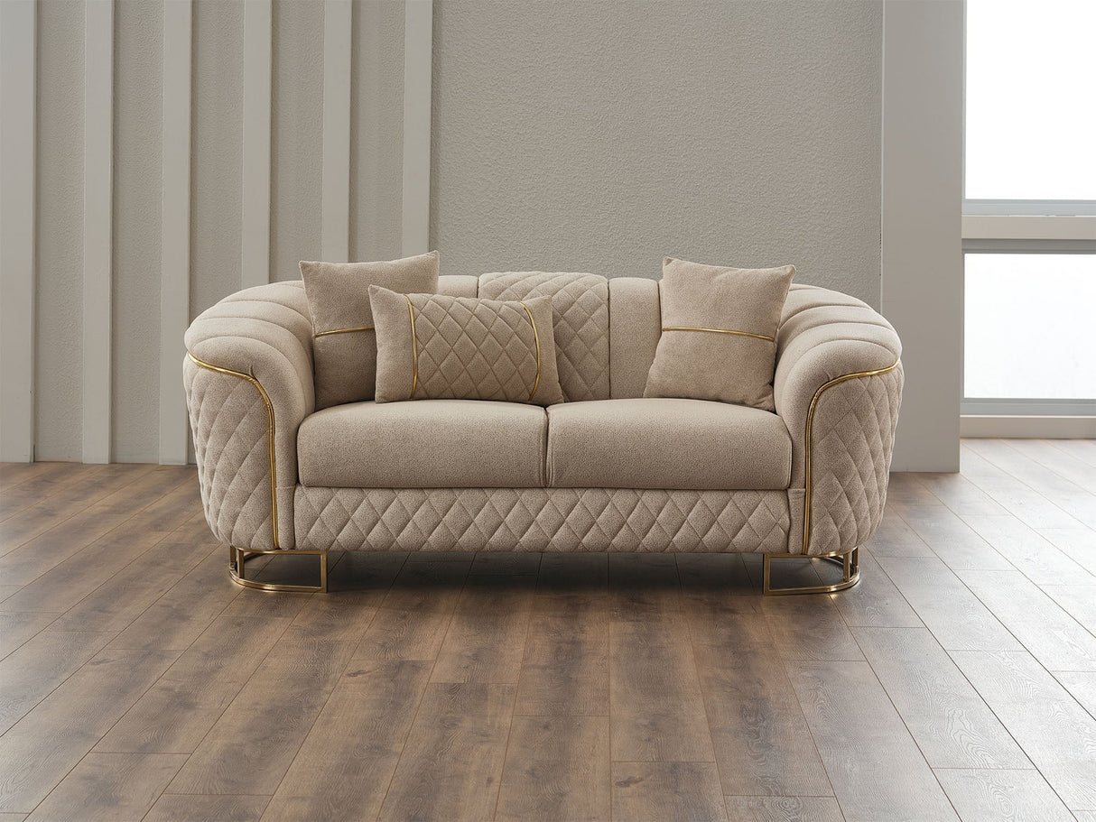 Victoria 3-pieces Living Room Set in Cream by Furnia at Eve Furniture