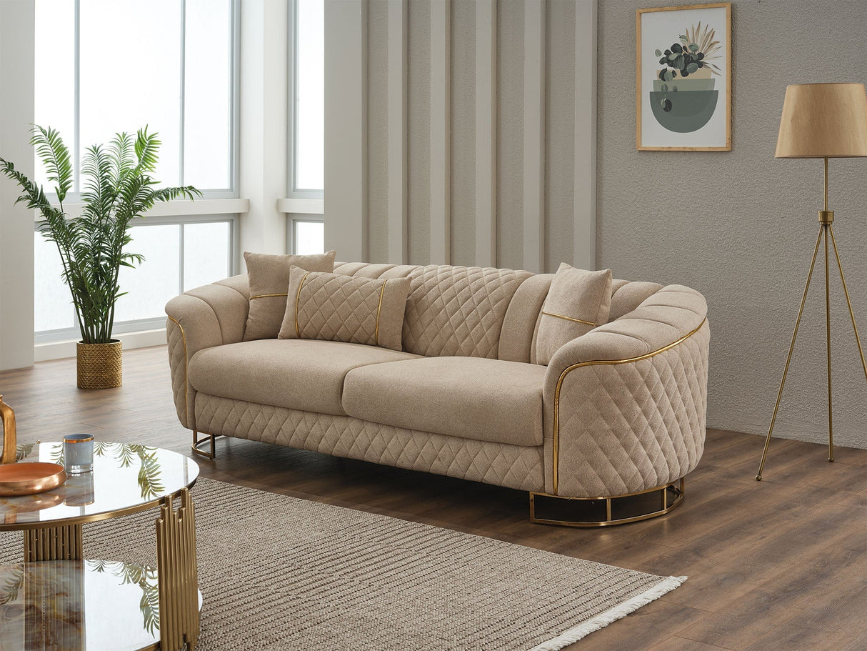 Victoria 3-pieces Living Room Set in Cream by Furnia at Eve Furniture