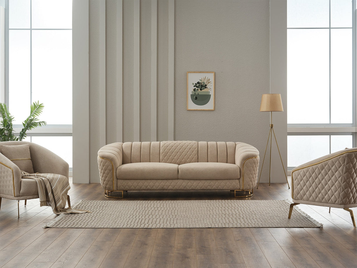 Victoria 3-pieces Living Room Set in Cream by Furnia at Eve Furniture