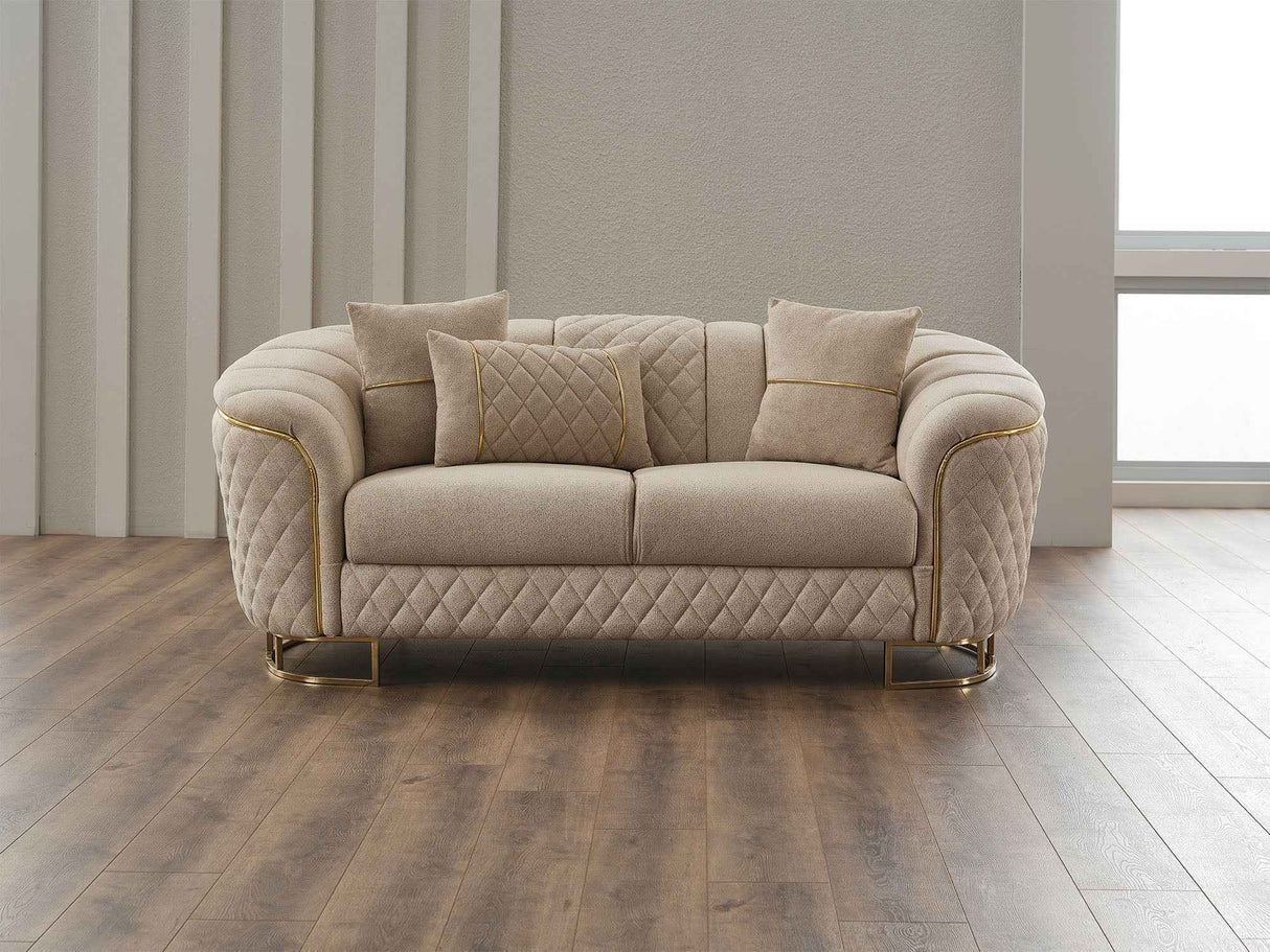 Victoria Cream Stationary Loveseat by Furnia at Eve Furniture