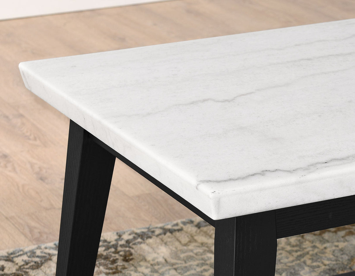 Vida Black Sofa Table, White Marble Top by Steve Silver at Eve Furniture
