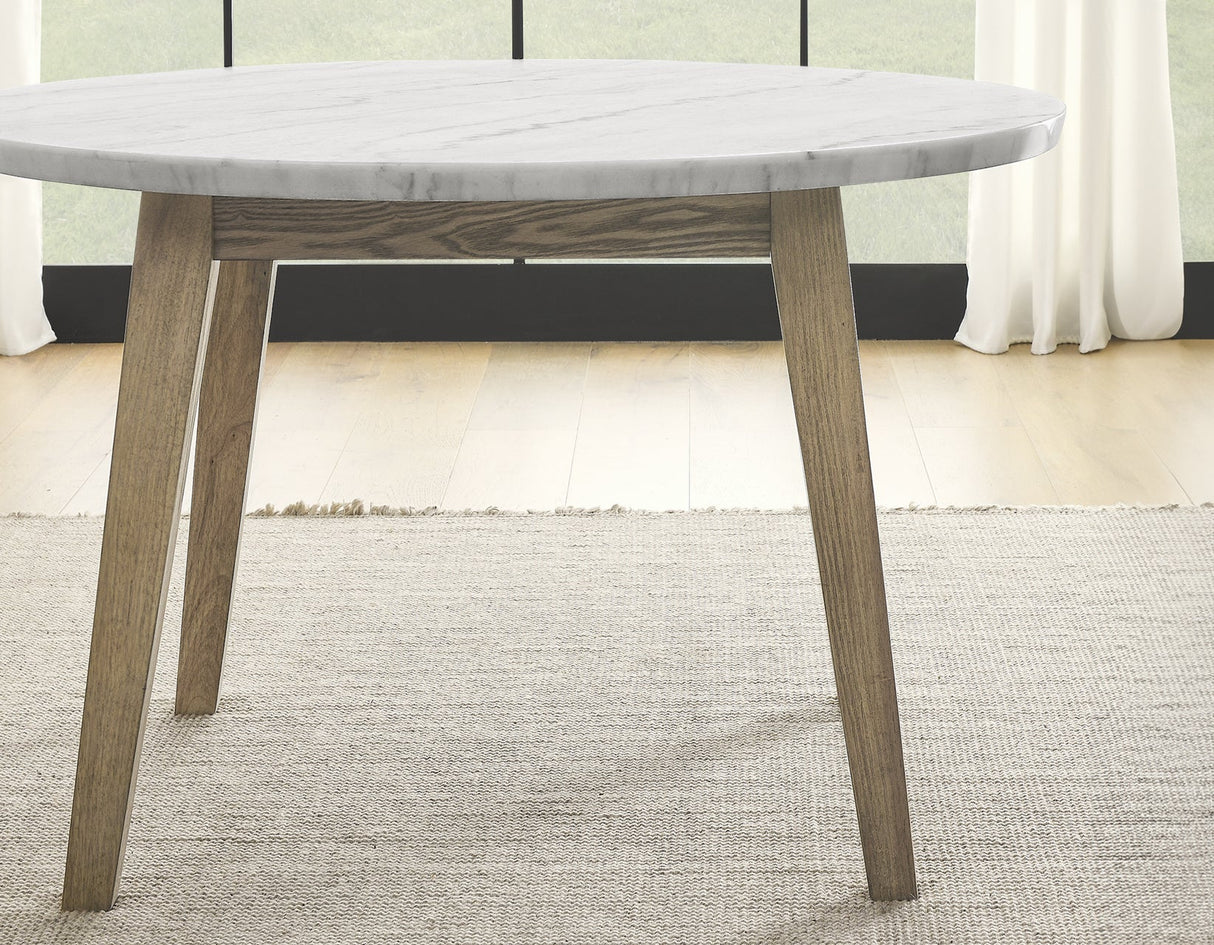 Vida Burnished Blonde/Gray Round Marble Top Dining Room Set by Steve Silver at Eve Furniture