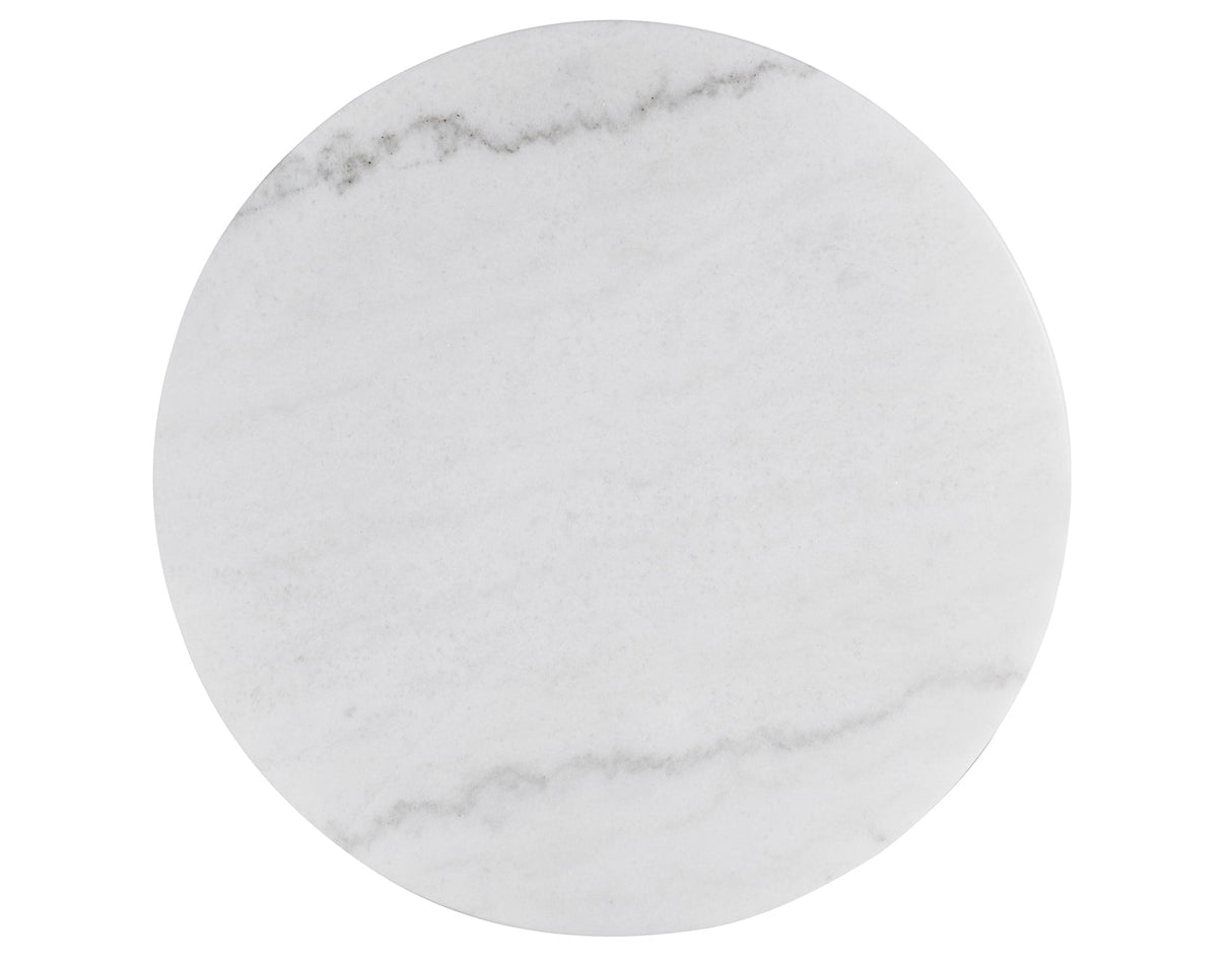 Vida Round 36″ White Marble Top Cocktail Table with Casters by Steve Silver at Eve Furniture