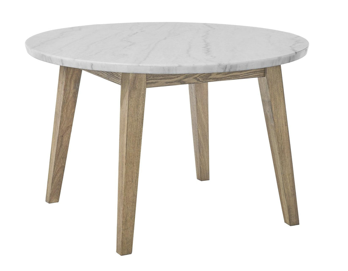 Vida 48″ Round White Marble Dining Table by Steve Silver at Eve Furniture
