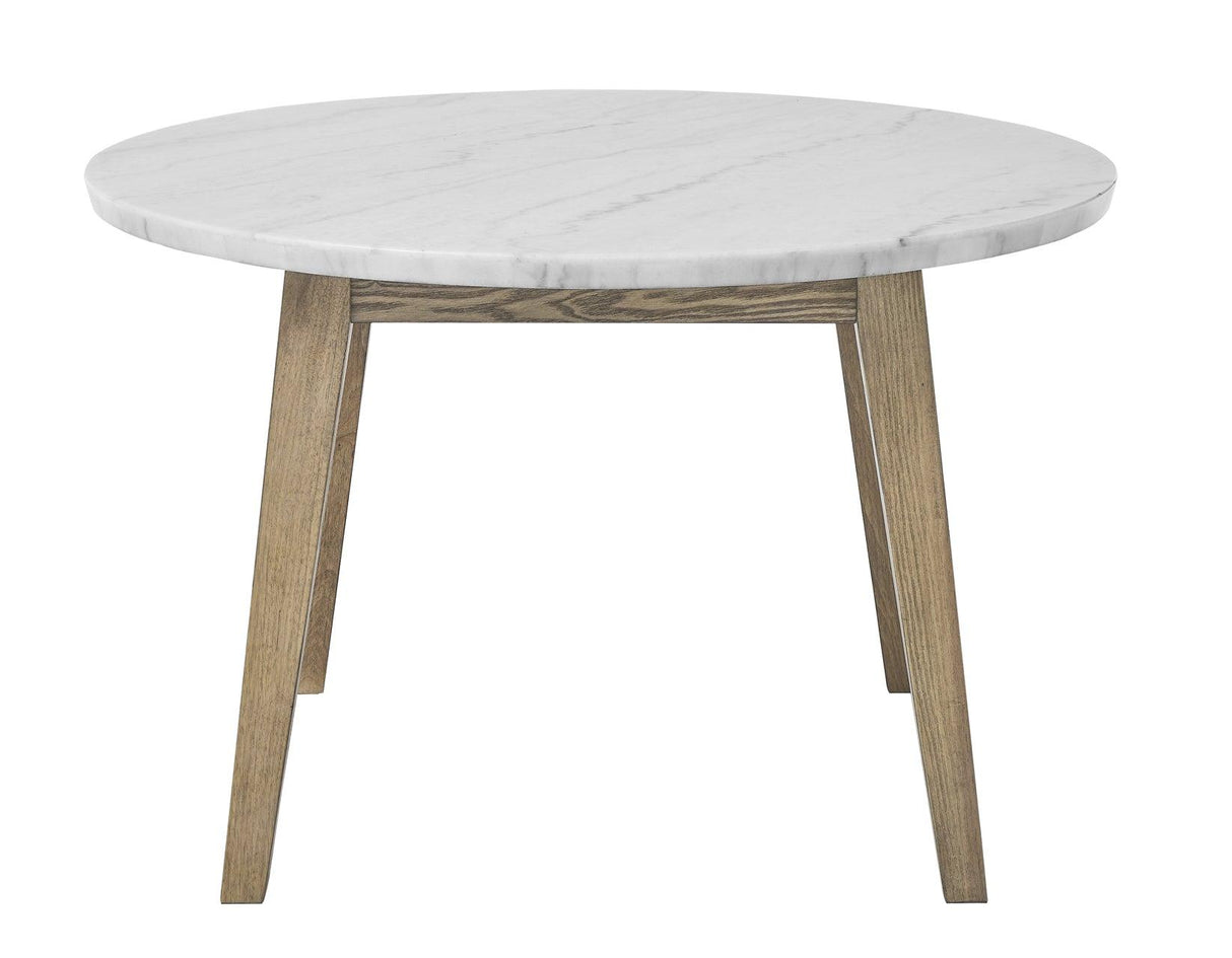Vida 48″ Round White Marble Dining Table by Steve Silver at Eve Furniture