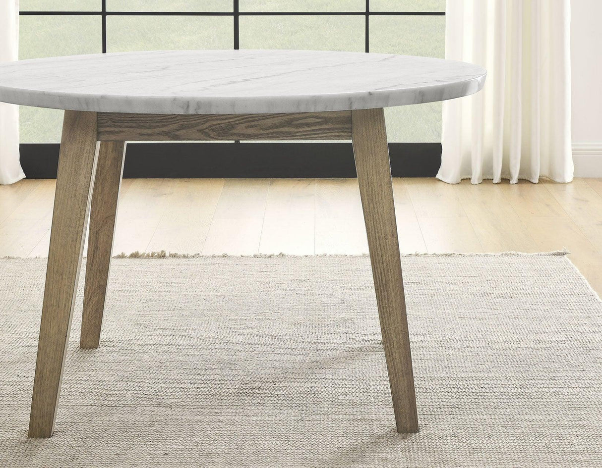 Vida 48″ Round White Marble Dining Table by Steve Silver at Eve Furniture