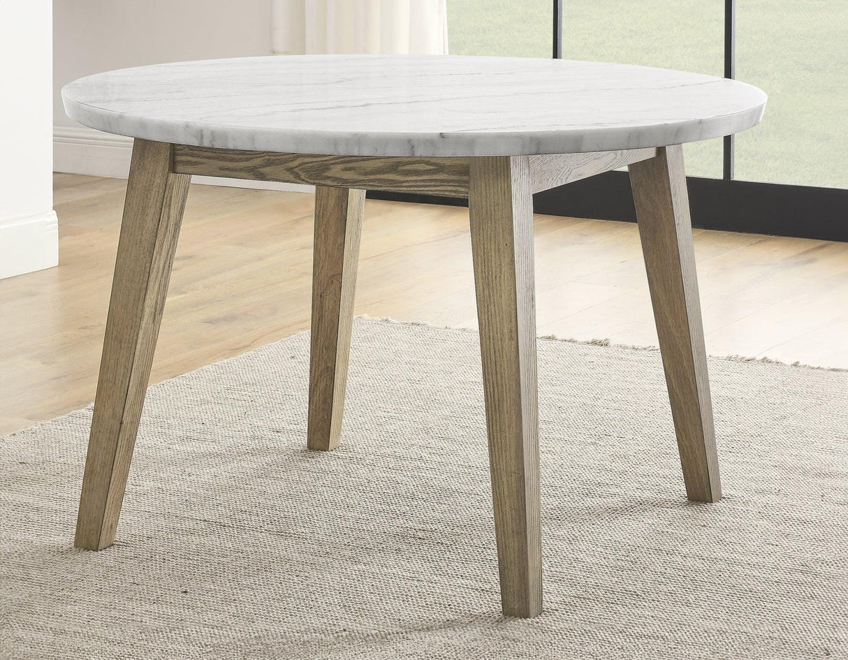 Vida 48″ Round White Marble Dining Table by Steve Silver at Eve Furniture