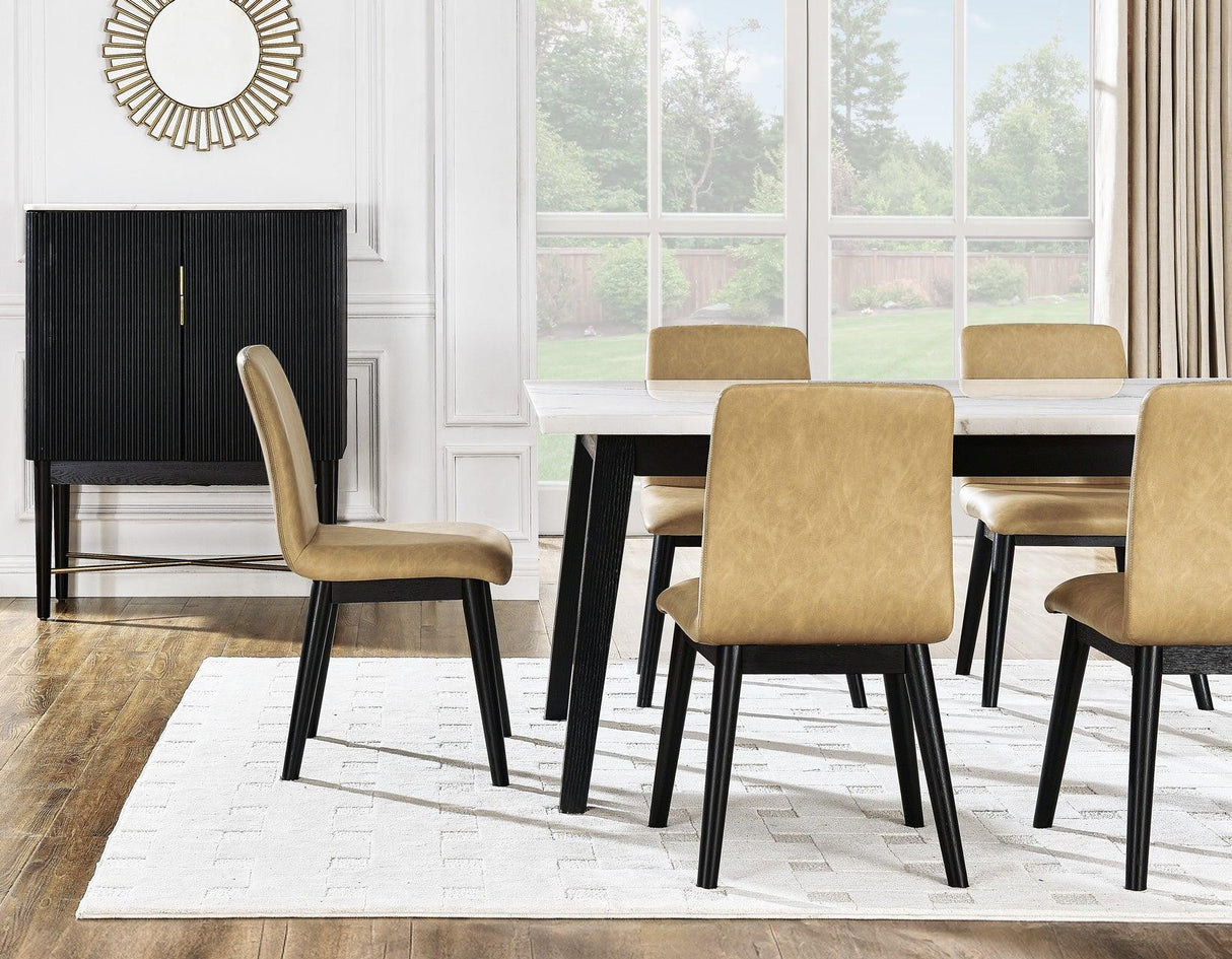 Vida Marble Top WIne Cabinet, Black Finish by Steve Silver at Eve Furniture