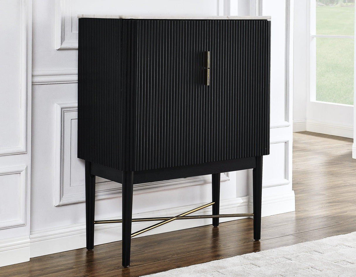 Vida Marble Top WIne Cabinet, Black Finish by Steve Silver at Eve Furniture