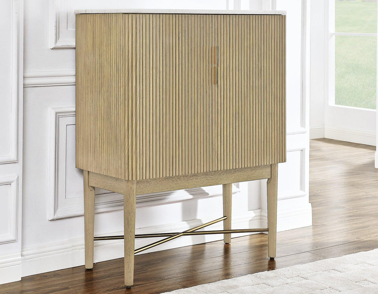 Vida Marble Top WIne Cabinet, Blonde Finish by Steve Silver at Eve Furniture