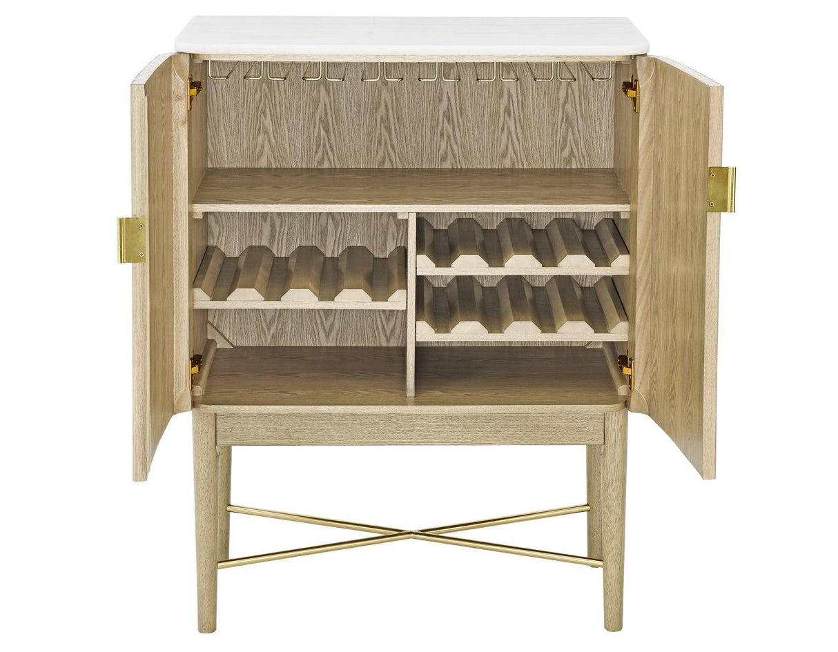 Vida Marble Top WIne Cabinet, Blonde Finish by Steve Silver at Eve Furniture
