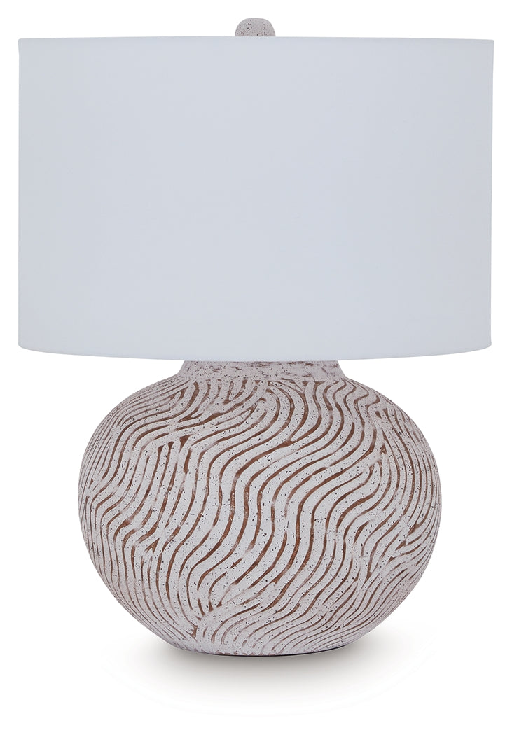 Vien Distressed White Table Lamp by ASHLEY FURNITURE at Eve Furniture