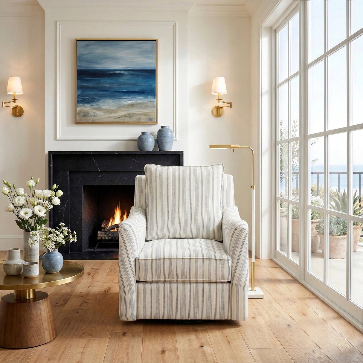 Vienna Beige Swivel Chair by Homelegance at Eve Furniture