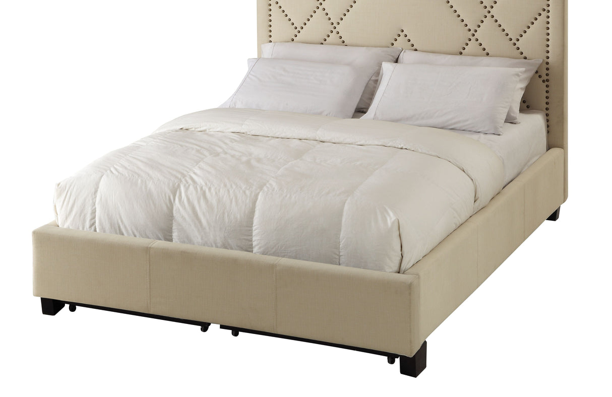 Vienne Nailhead Upholstered Full Platform Storage Bed in Powder by Modus Furniture at Eve Furniture
