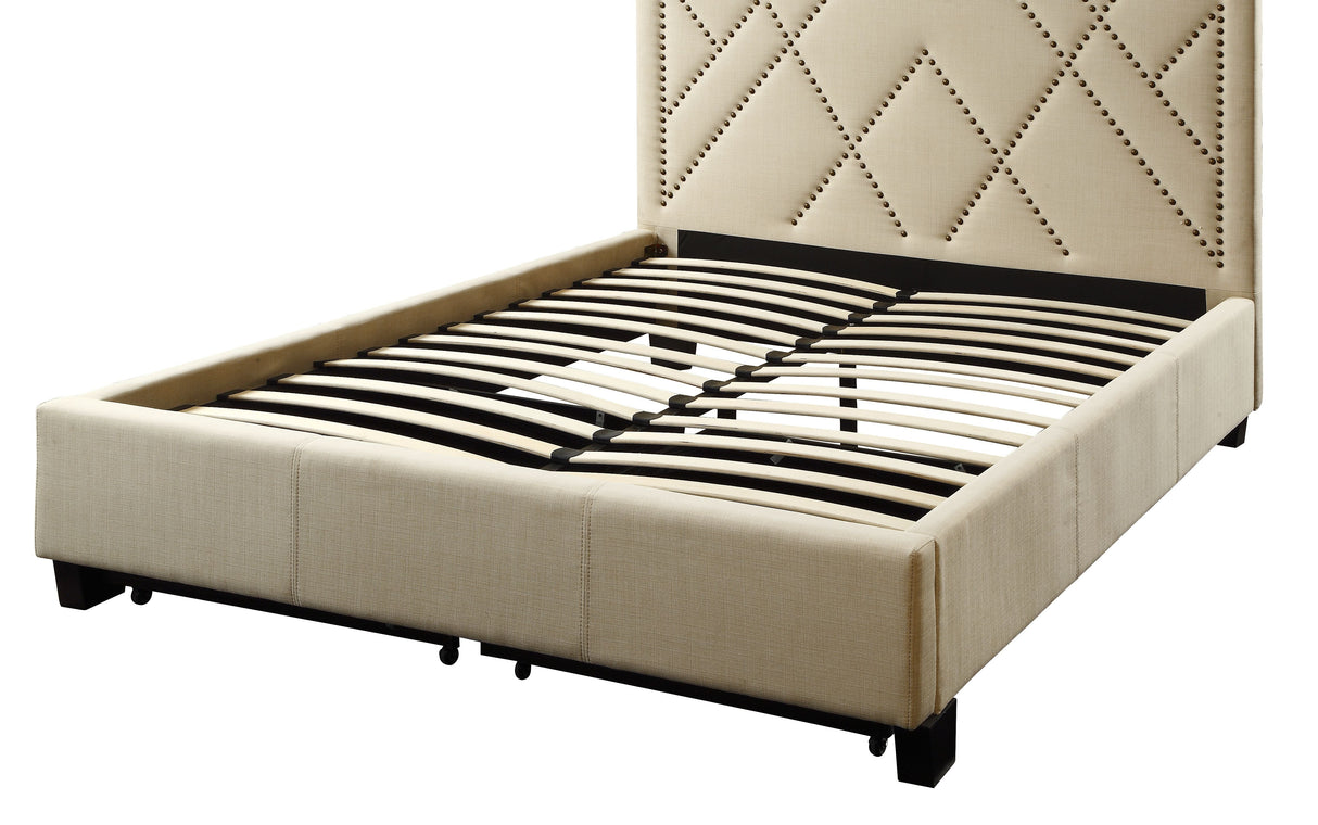Vienne Nailhead Upholstered Full Platform Storage Bed in Powder by Modus Furniture at Eve Furniture