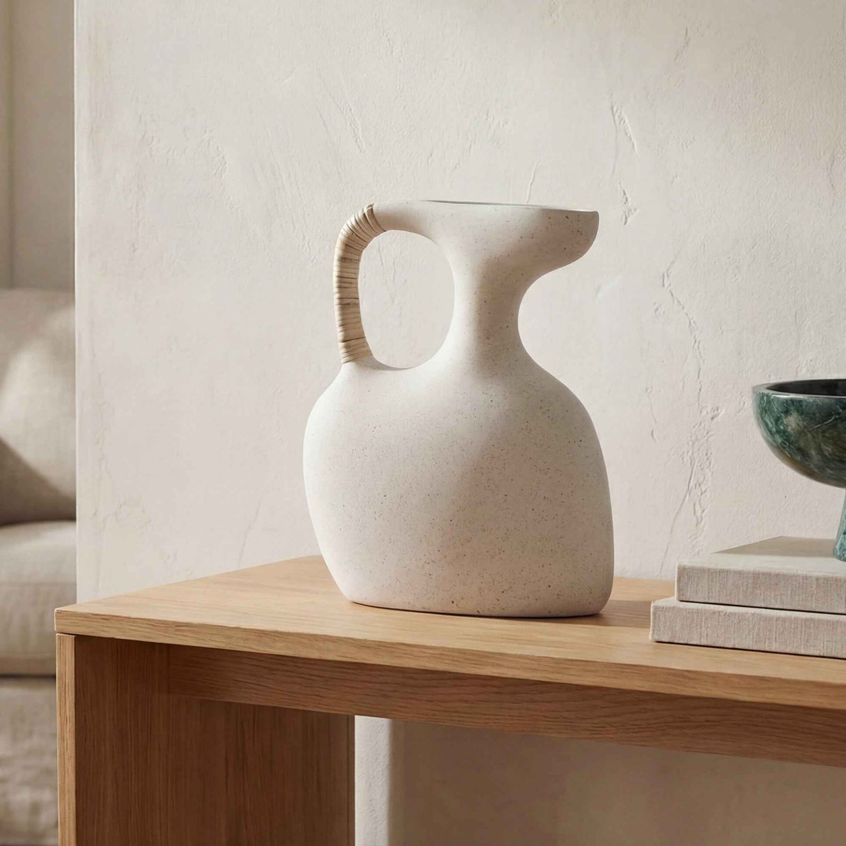 Vila Cream White 13-in Sculptural Vessel