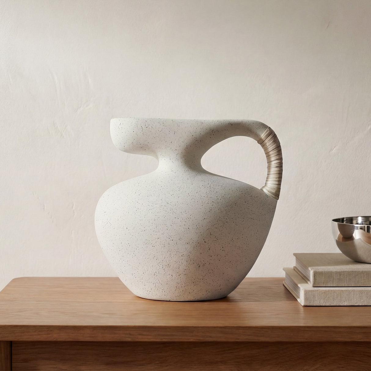 Vila Cream White 9.5-in Sculptural Vessel by MOES at Eve Furniture
