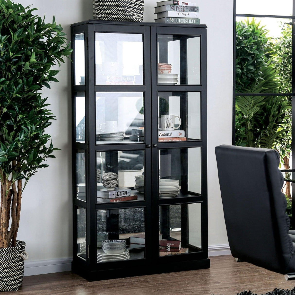 Vilas Black Curio Cabinet by Furniture of America at Eve Furniture