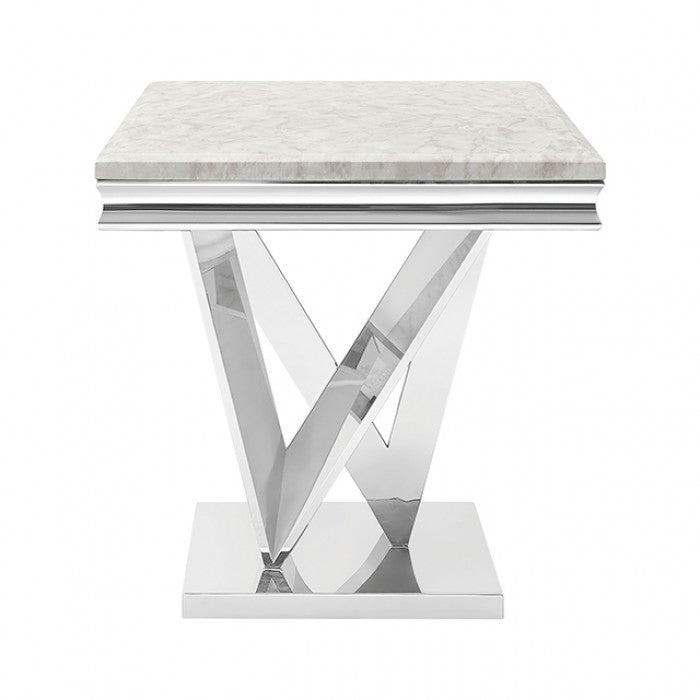Villarsglane Beige/Chrome End Table by Furniture of America at Eve Furniture