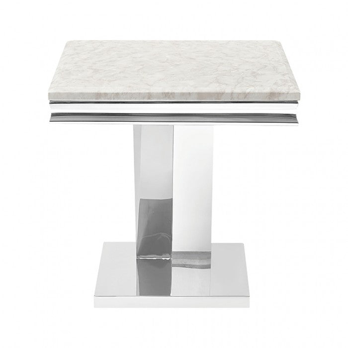 Villarsglane Beige/Chrome End Table by Furniture of America at Eve Furniture