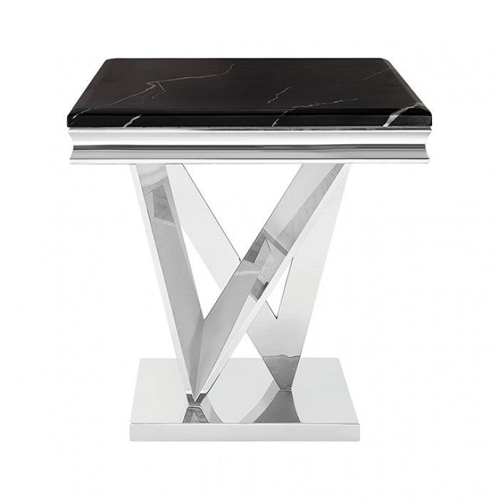Villarsglane Black/Chrome End Table by Furniture of America at Eve Furniture