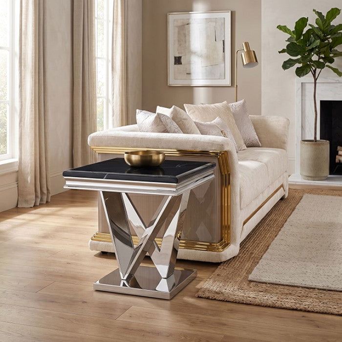 Villarsglane Black/Chrome End Table by Furniture of America at Eve Furniture