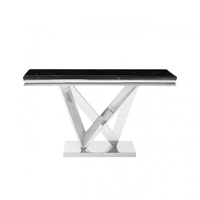 Villarsglane Chrome/Black Sofa Table by Furniture of America at Eve Furniture