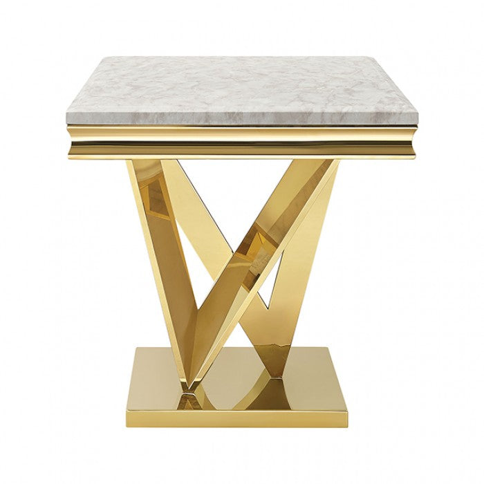 Villarsglane Gold/Beige End Table by Furniture of America at Eve Furniture