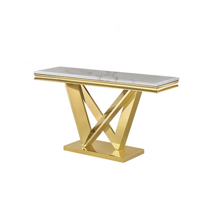Villarsglane Gold/White Sofa Table by Furniture of America at Eve Furniture