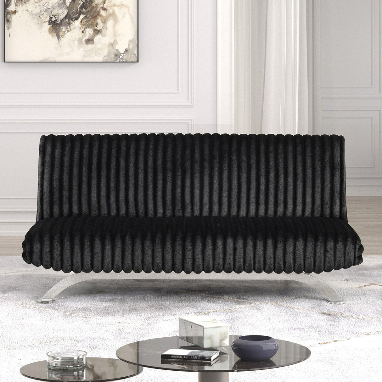 Villeneuve Black Futon Sofa Bed by Furniture of America at Eve Furniture