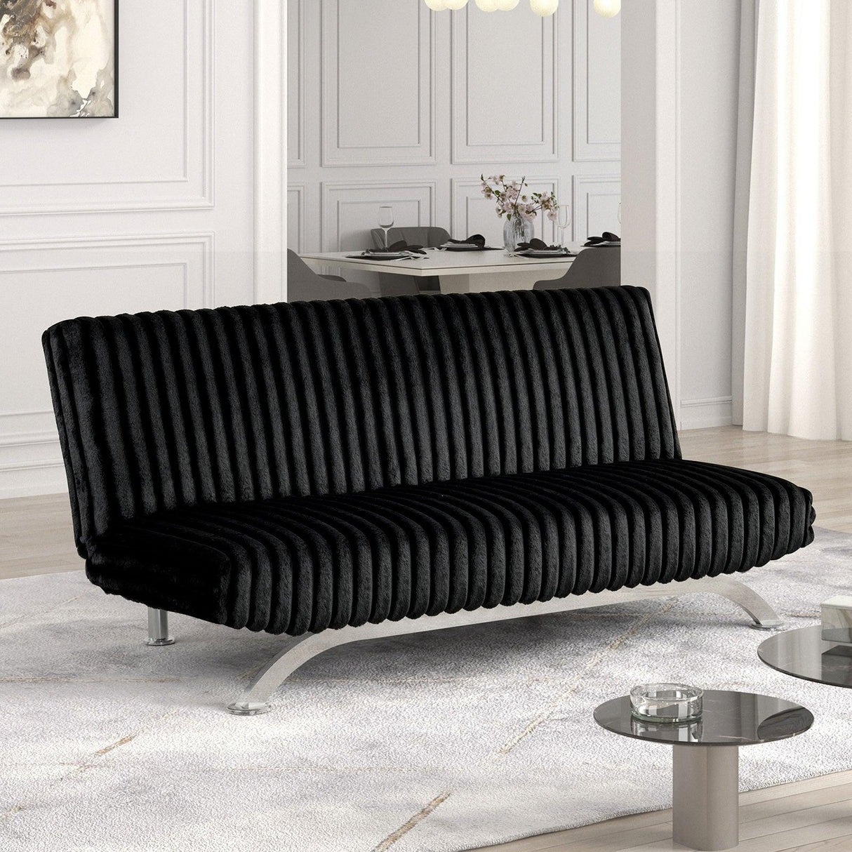 Villeneuve Black Futon Sofa Bed by Furniture of America at Eve Furniture