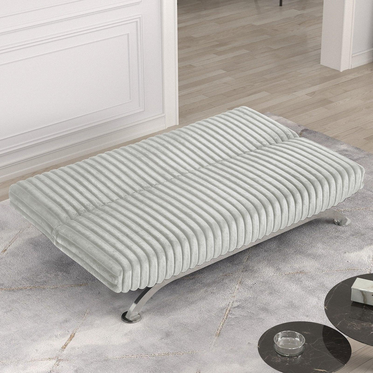 Villeneuve Light Gray Futon Sofa Bed by Furniture of America at Eve Furniture