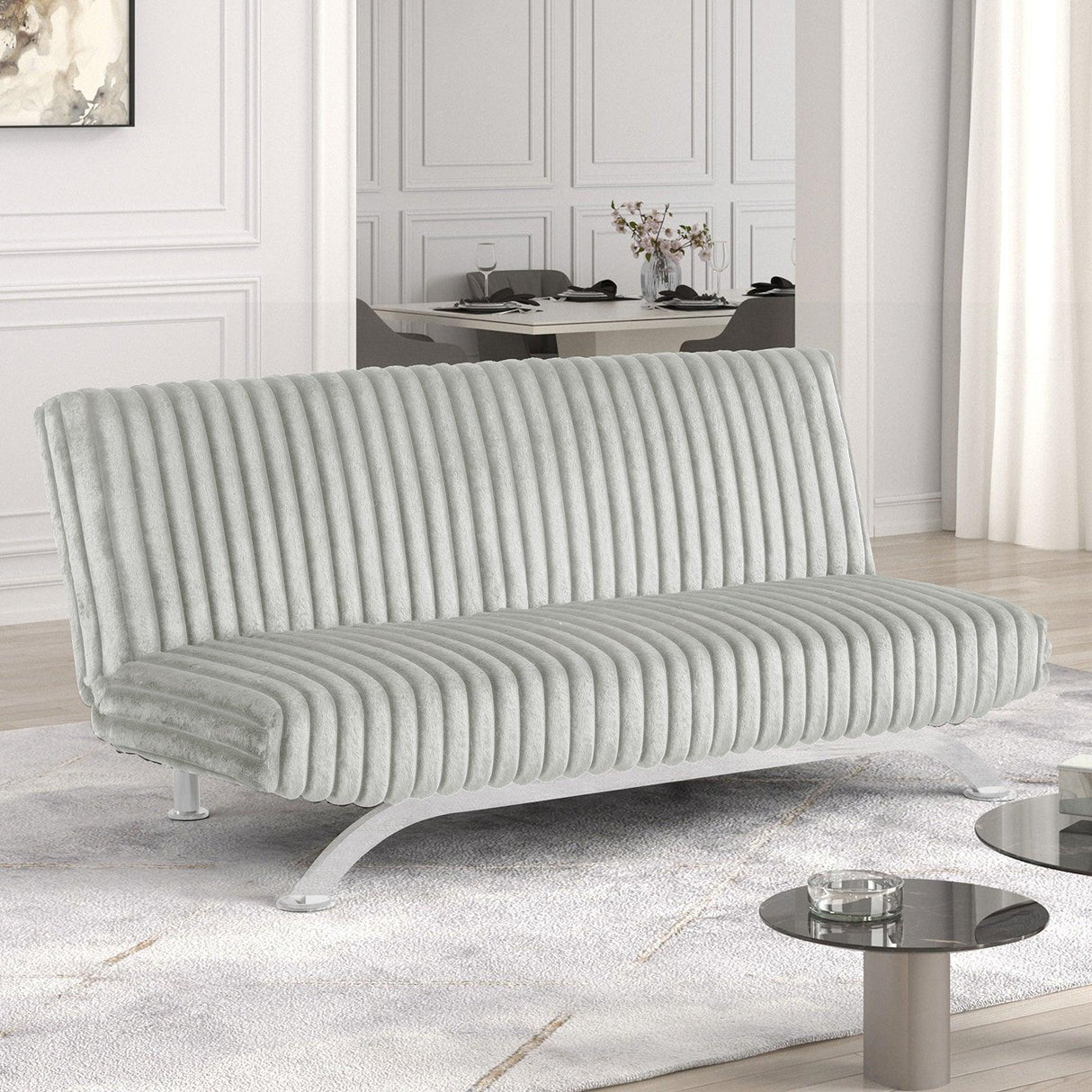 Villeneuve Light Gray Futon Sofa Bed by Furniture of America at Eve Furniture