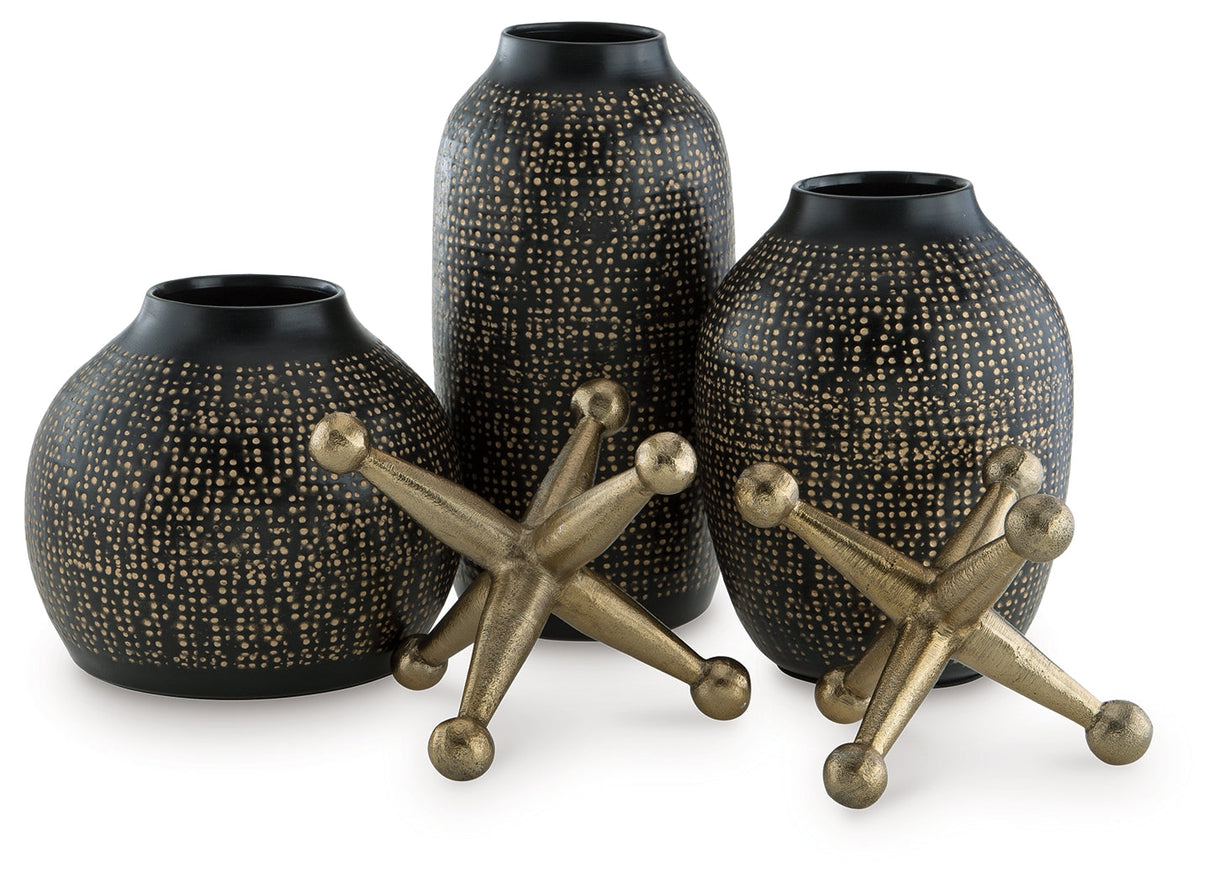 Vinburn Black/Gold Finish Accessory Set (Set of 5) by Ashley at Eve Furniture