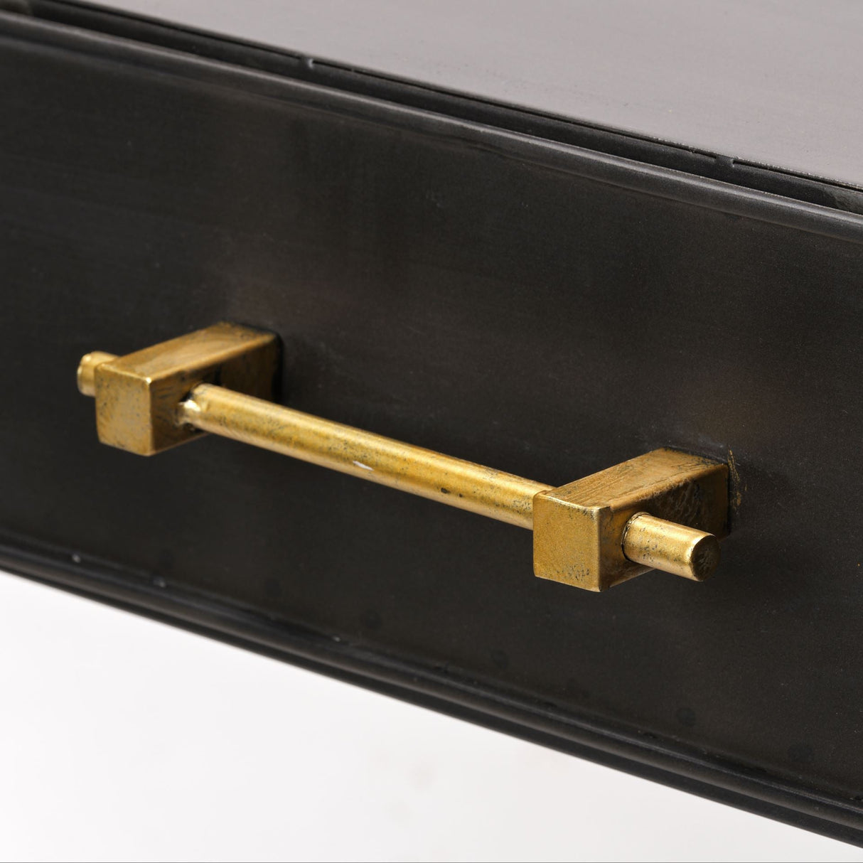 Vince Black Metal W/Gold Accents 3 Drawer Office Desk by Mercana at Eve Furniture