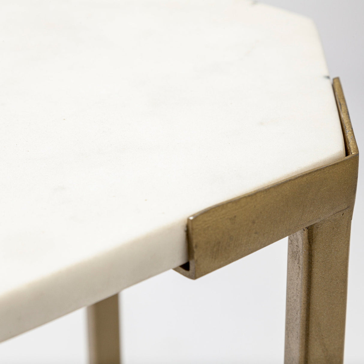 Vincent 33" Octagonal White Marble Tabletop w/ Gold Metal Base Coffee Table by Mercana at Eve Furniture